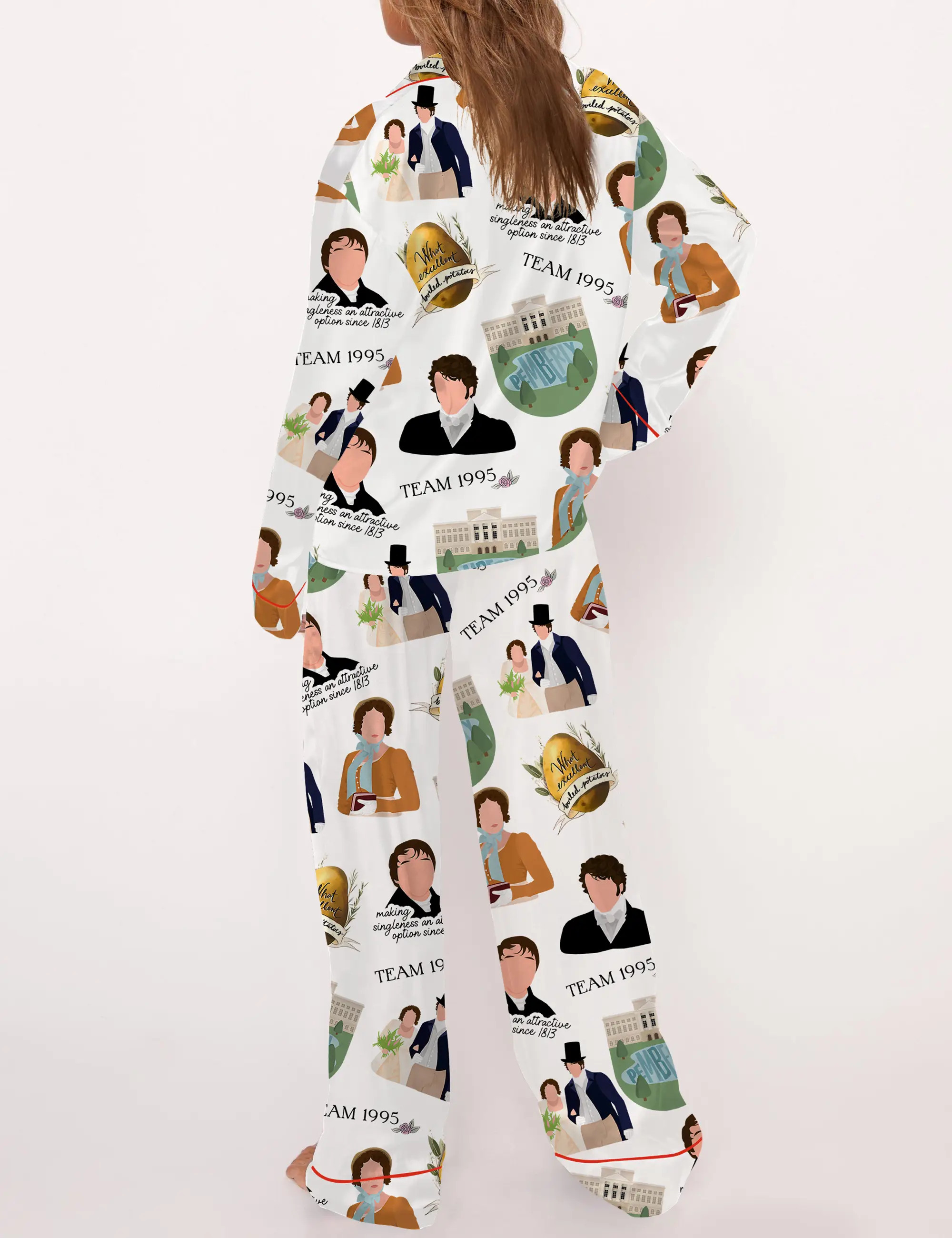 1995 Pride And Prejudice Silky Satin Pajama Set For Women