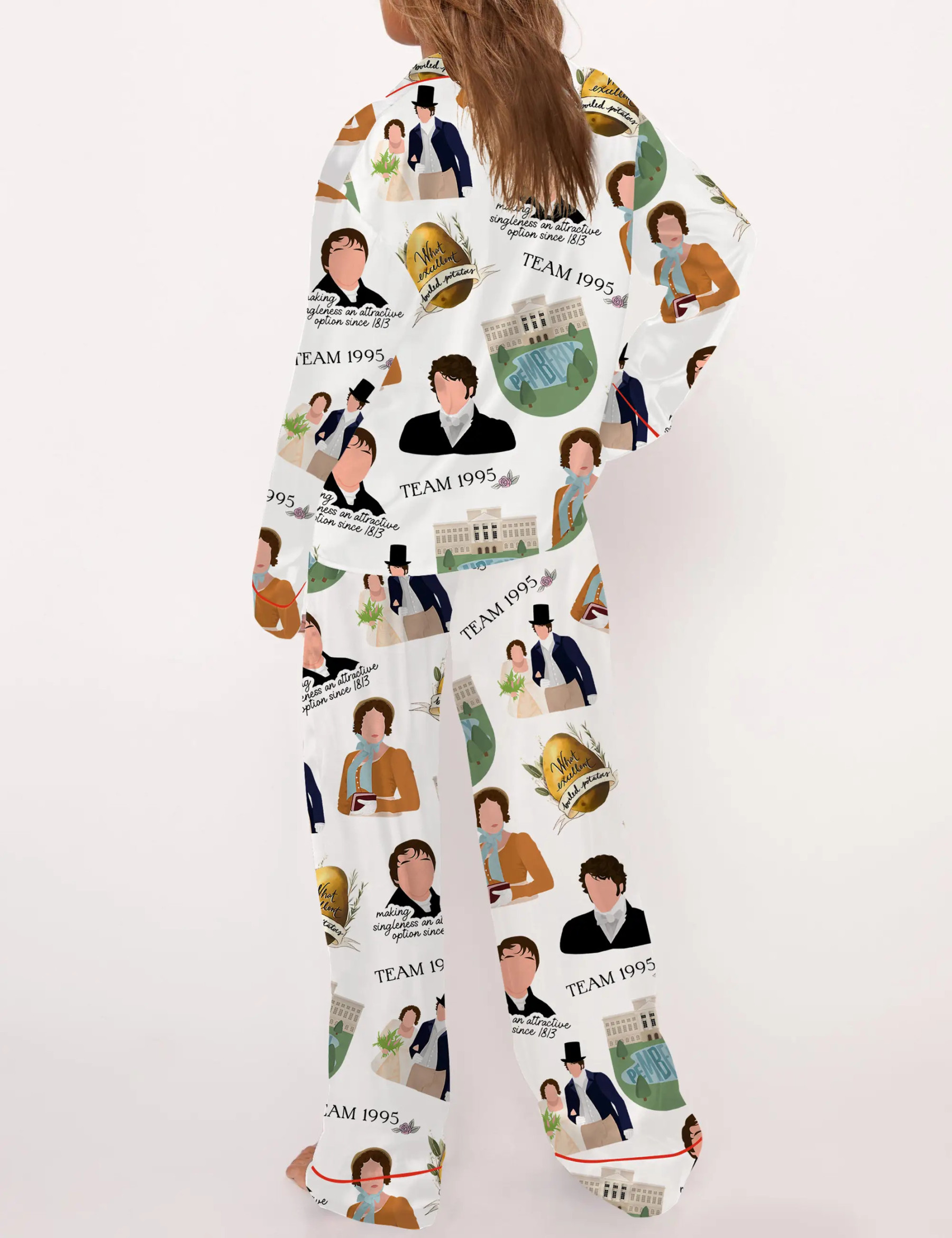 1995 Pride And Prejudice Silky Satin Pajama Set For Women