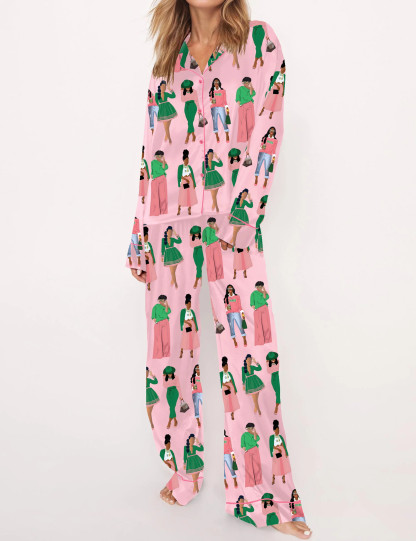 AKA Sisterhood Satin Pajama Set For Women