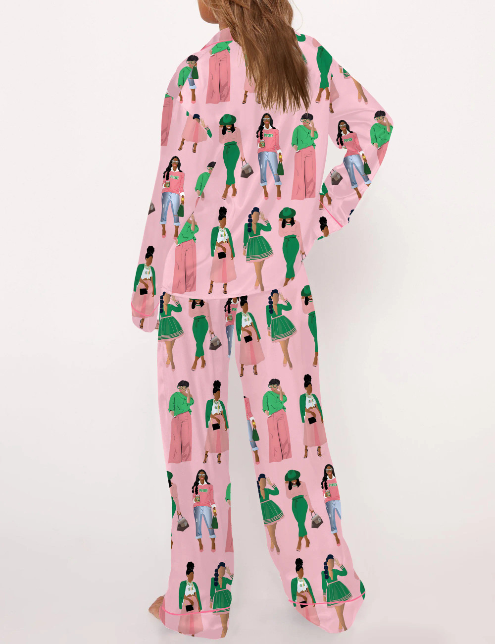 AKA Sisterhood Satin Pajama Set For Women