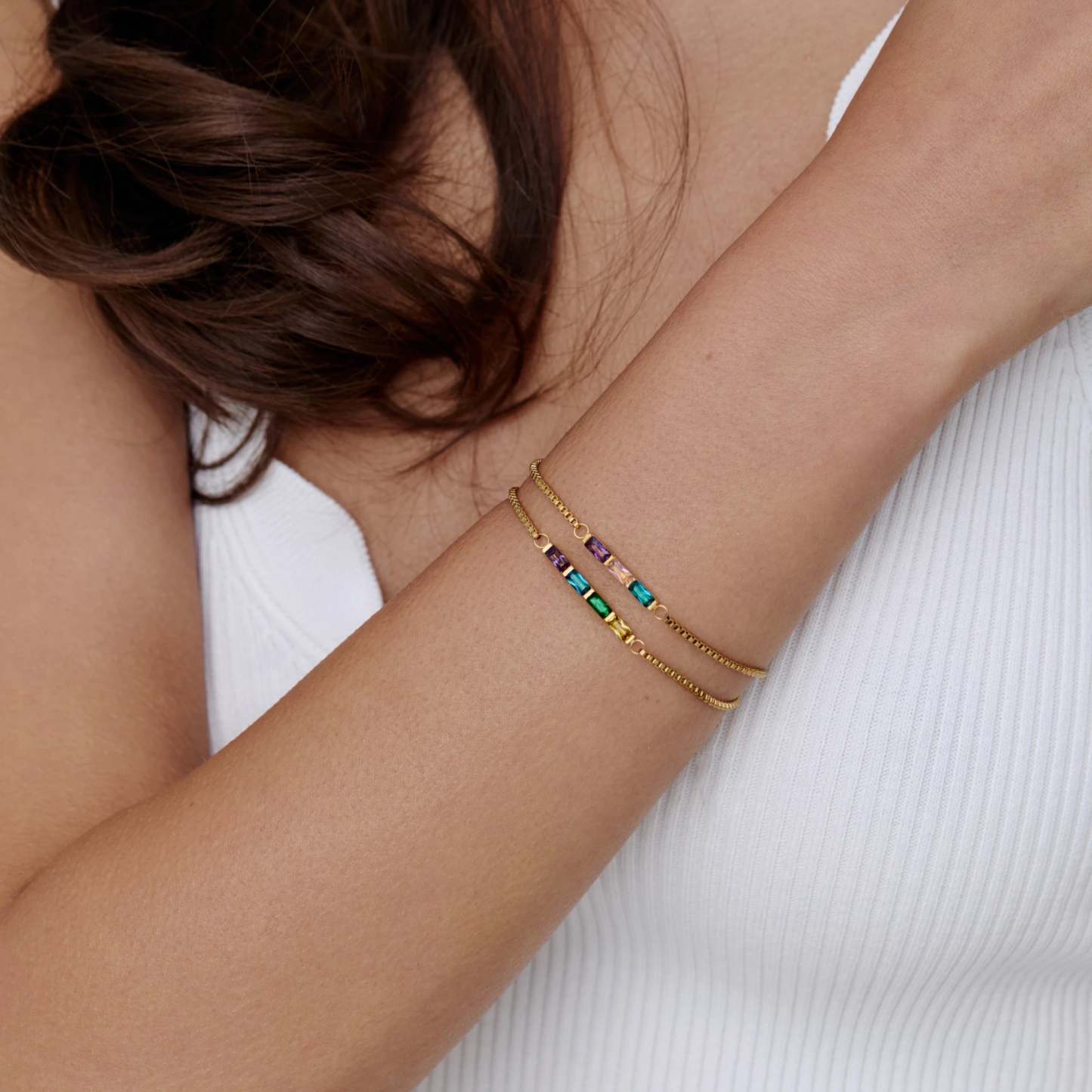Dainty Baguette Birthstone Bracelet