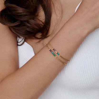 Dainty Baguette Birthstone Bracelet