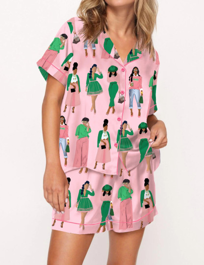 AKA Sisterhood Satin Pajama Set For Women