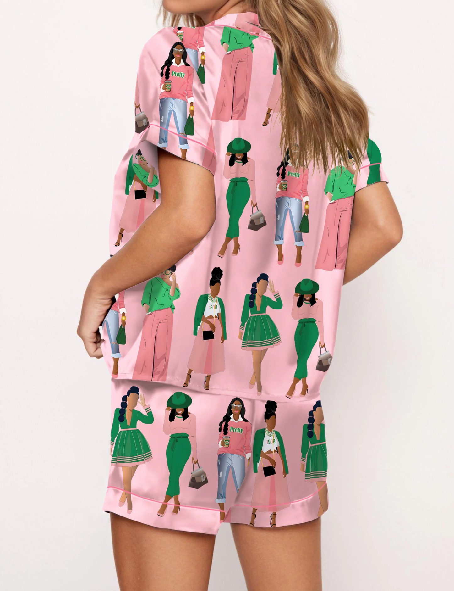 AKA Sisterhood Satin Pajama Set For Women