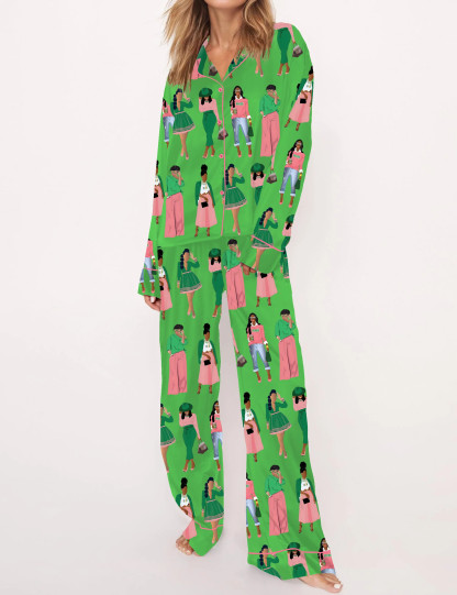 AKA Sisterhood Satin Pajama Set For Women
