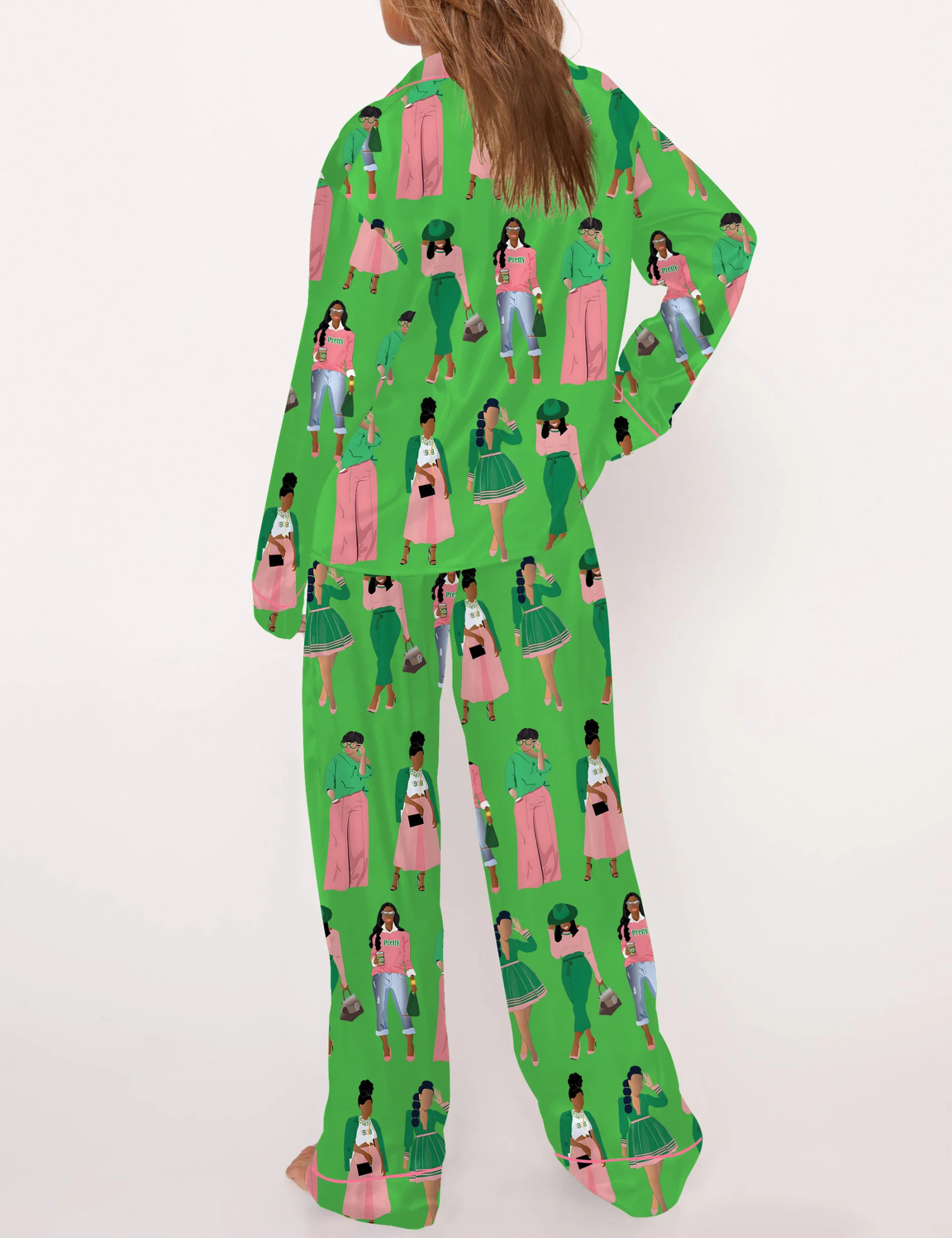 AKA Sisterhood Satin Pajama Set For Women