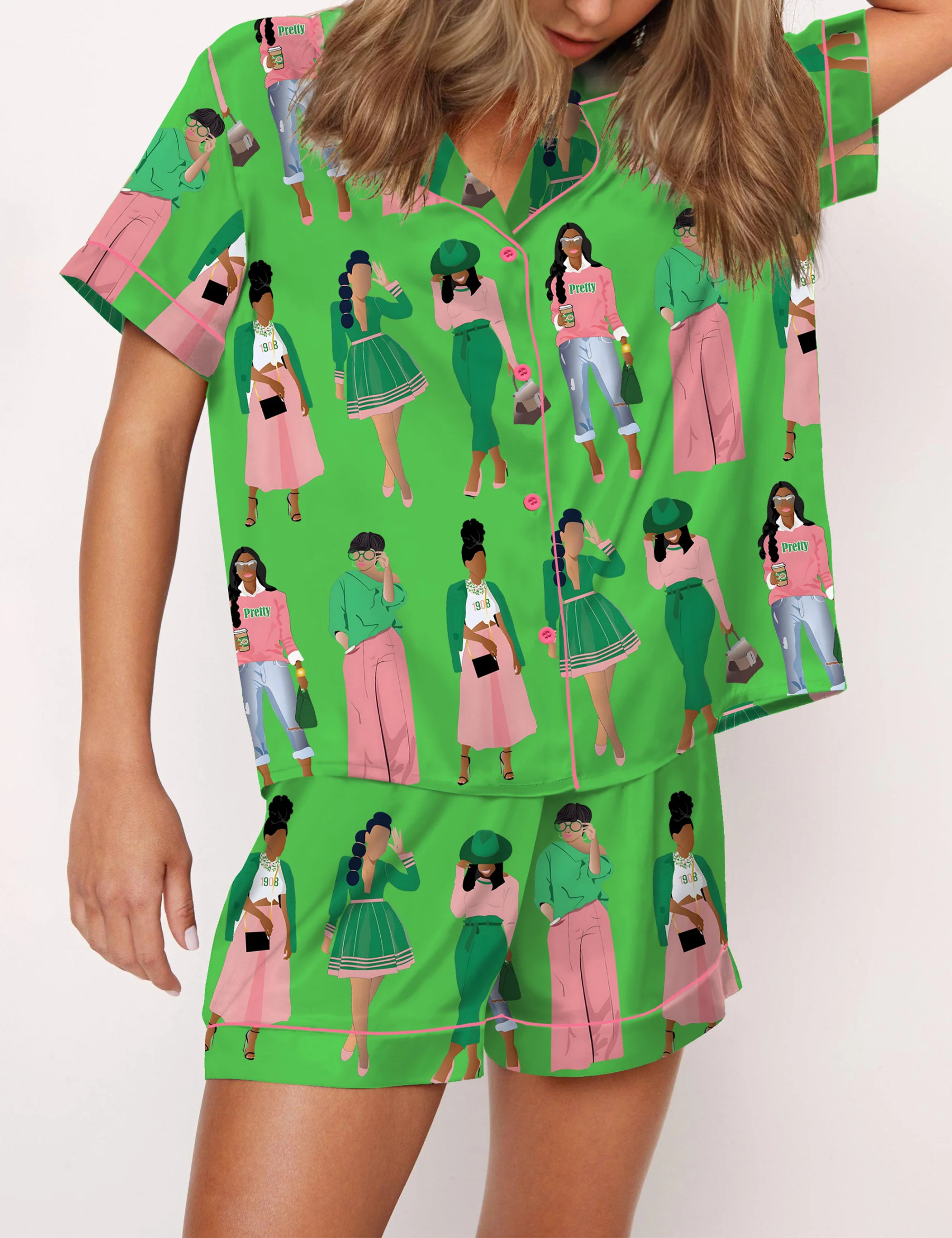 AKA Sisterhood Satin Pajama Set For Women