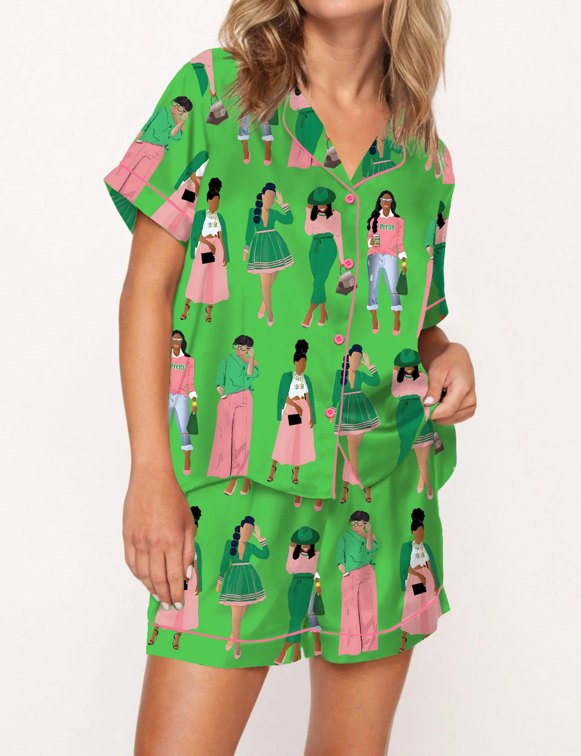 AKA Sisterhood Satin Pajama Set For Women