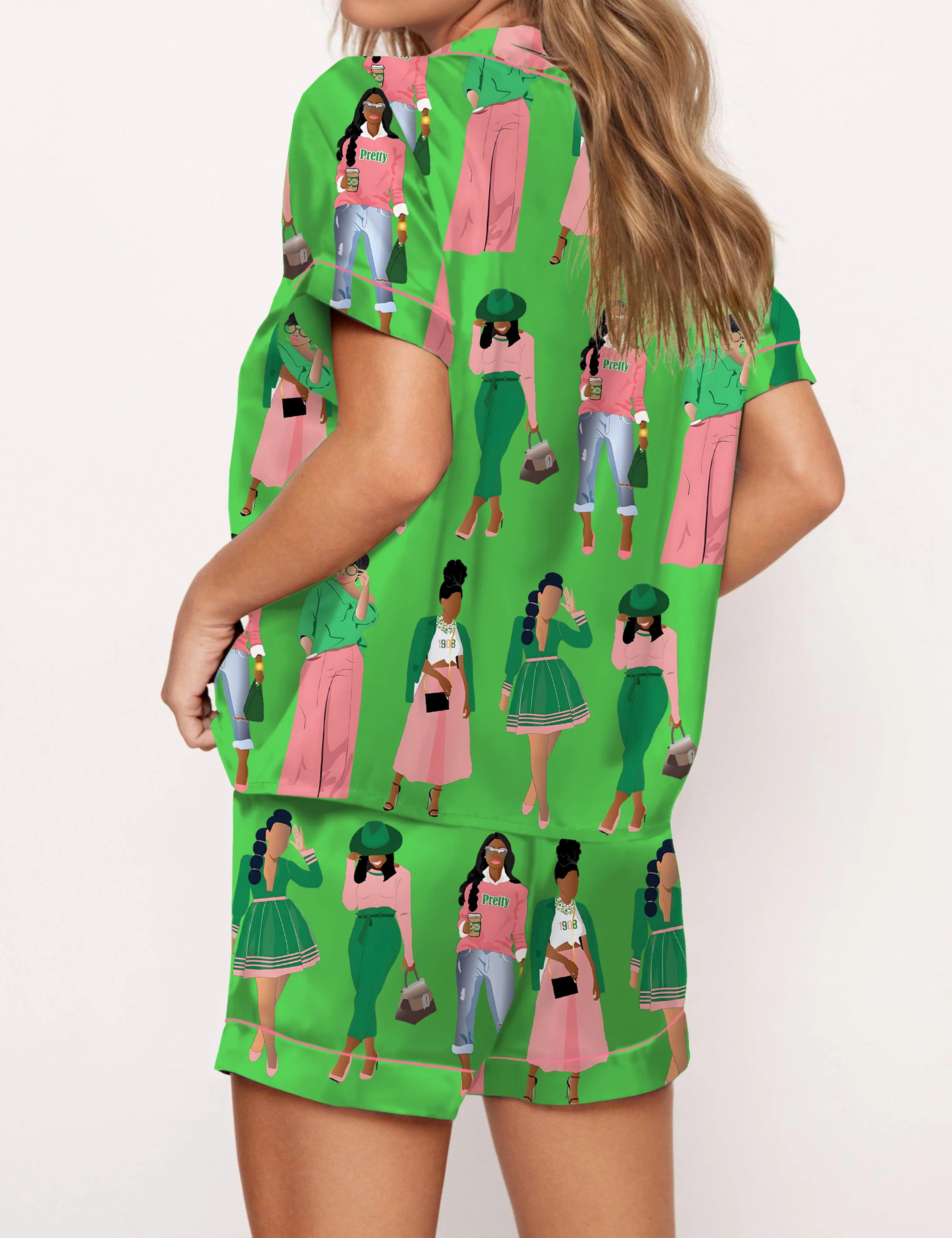 AKA Sisterhood Satin Pajama Set For Women