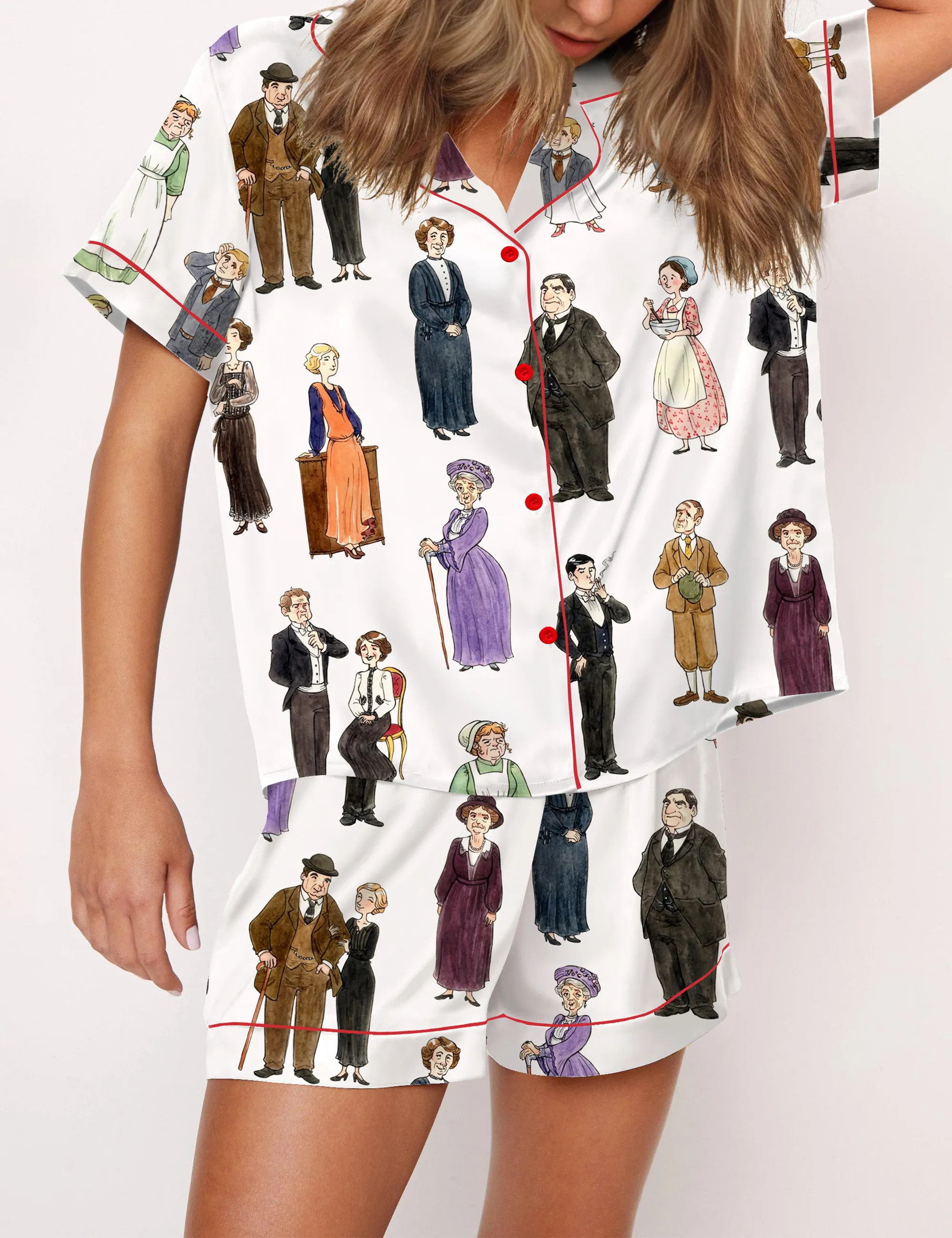 Downton Abbey Silky Satin Pajama Set For Women