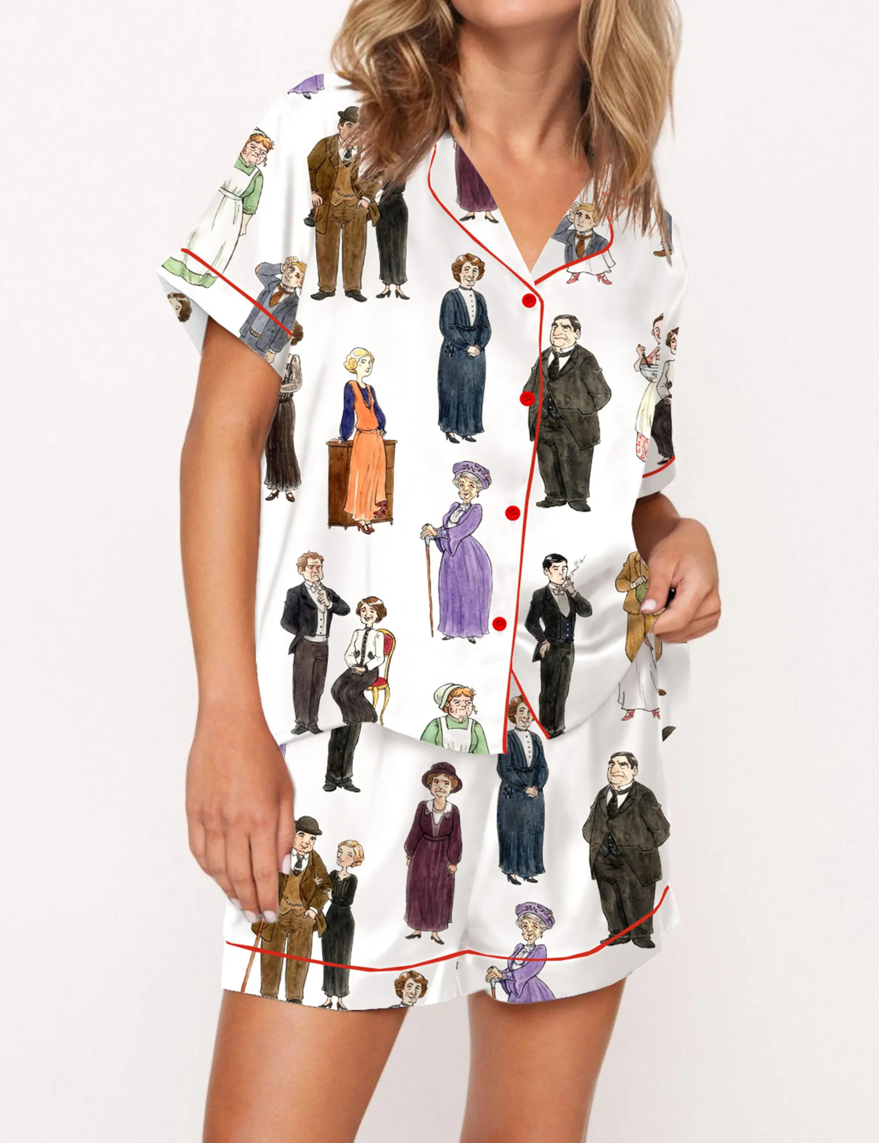 Downton Abbey Silky Satin Pajama Set For Women