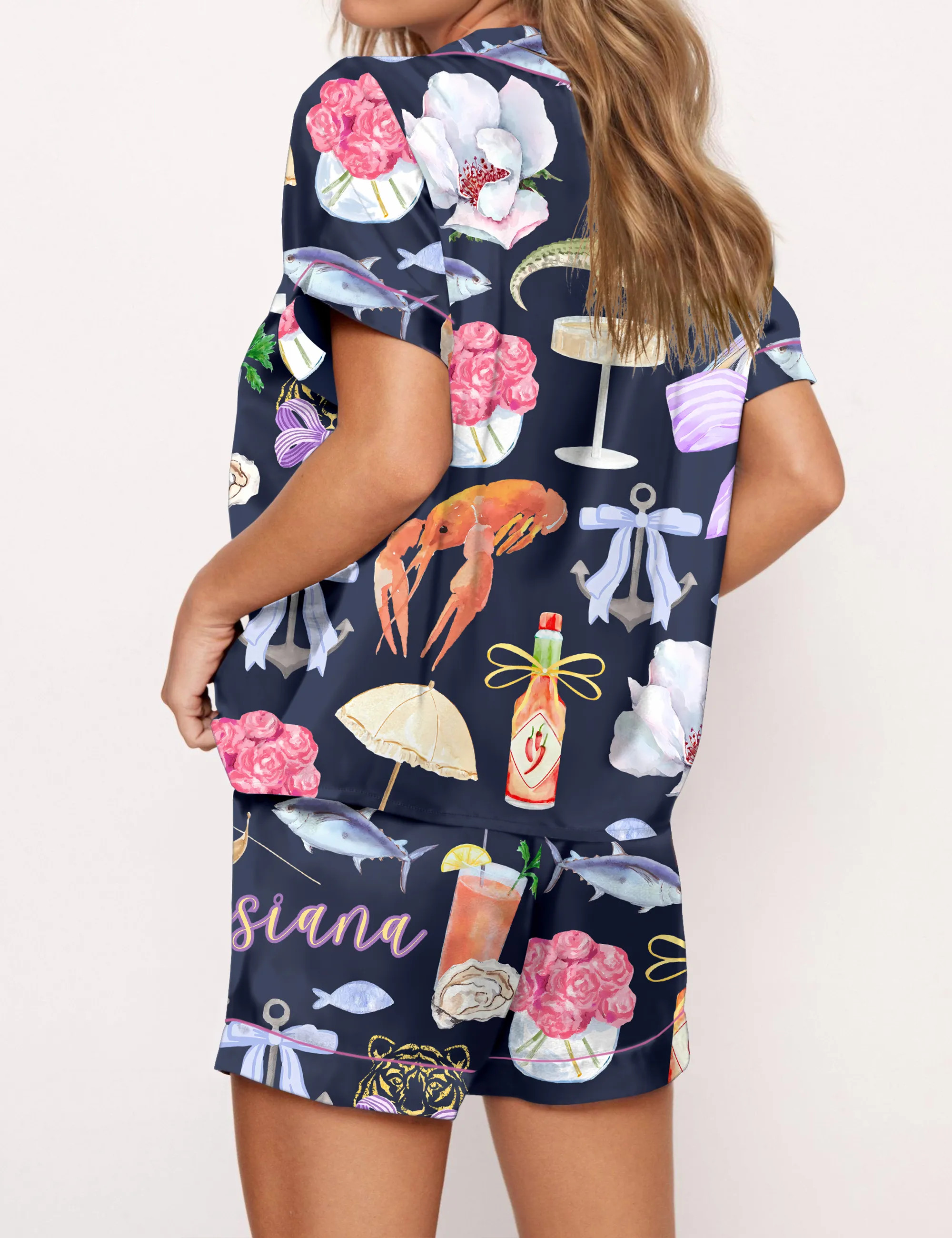 Louisiana Preppy Girl Satin Pajama Set For Women