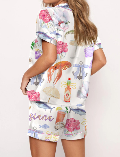 Louisiana Preppy Girl Satin Pajama Set For Women