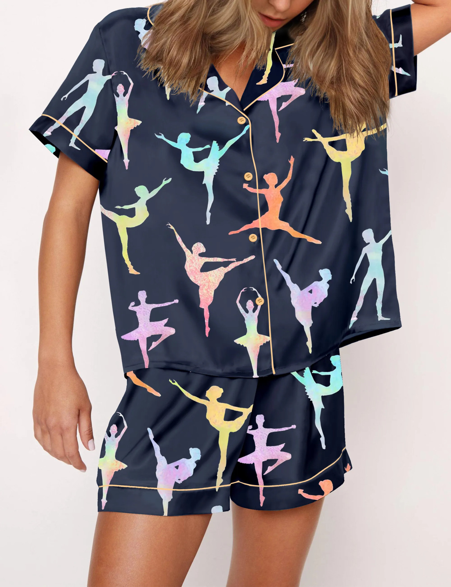 Ballet Dancer Silky Satin Pajama Set For Women