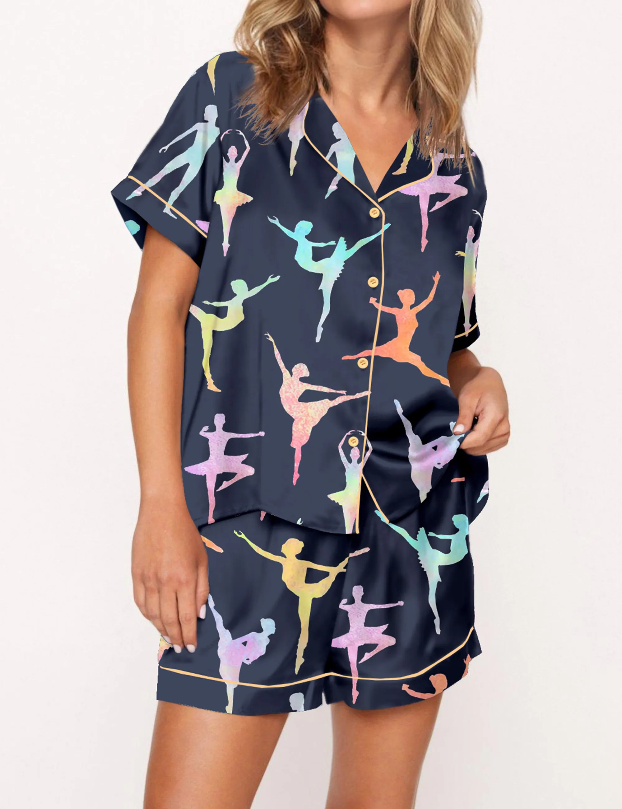 Ballet Dancer Silky Satin Pajama Set For Women