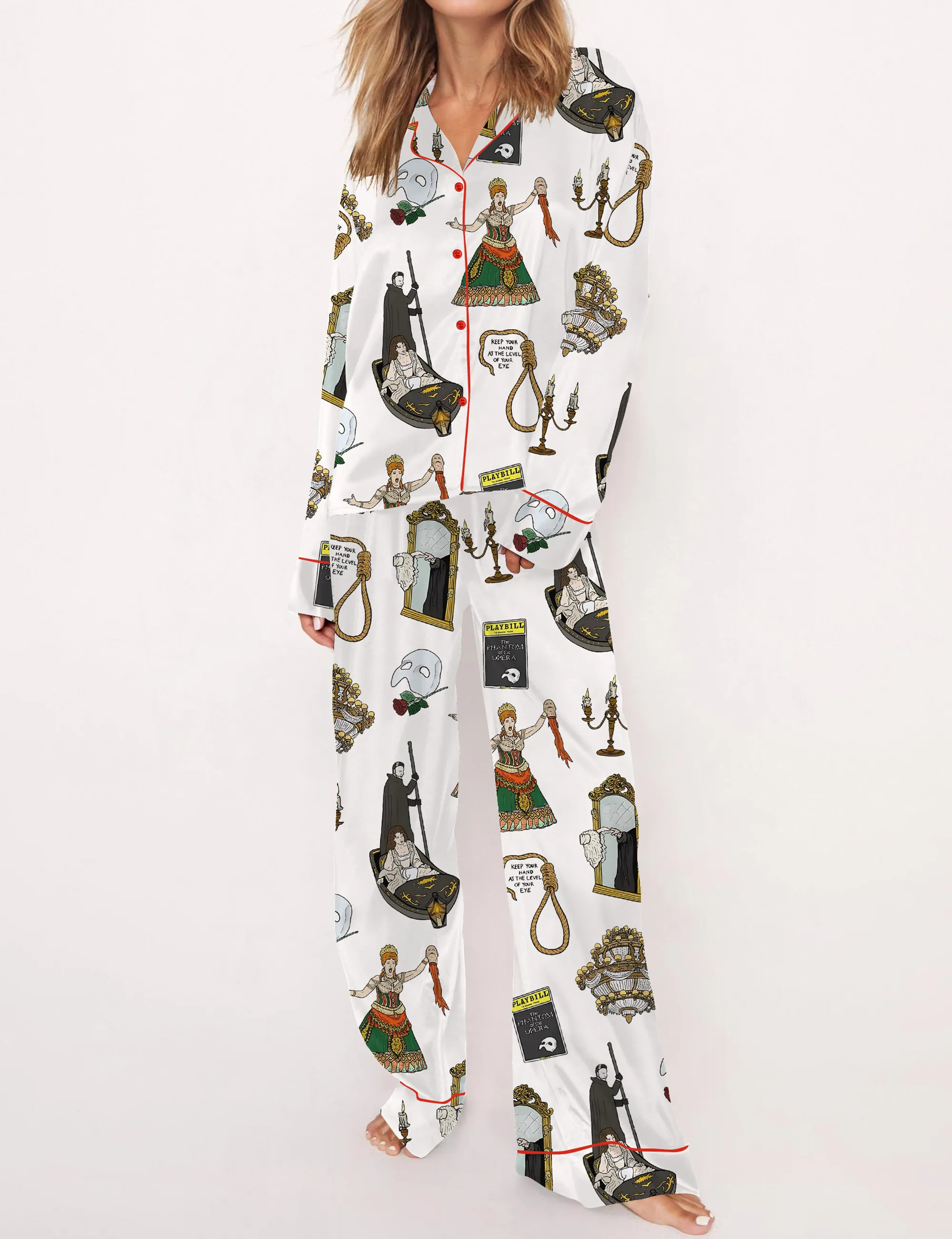 Phantom Of The Opera Musical Silky Satin Pajama Set For Women