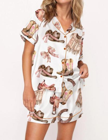 Cowgirl Western Satin Pajama Set For Women