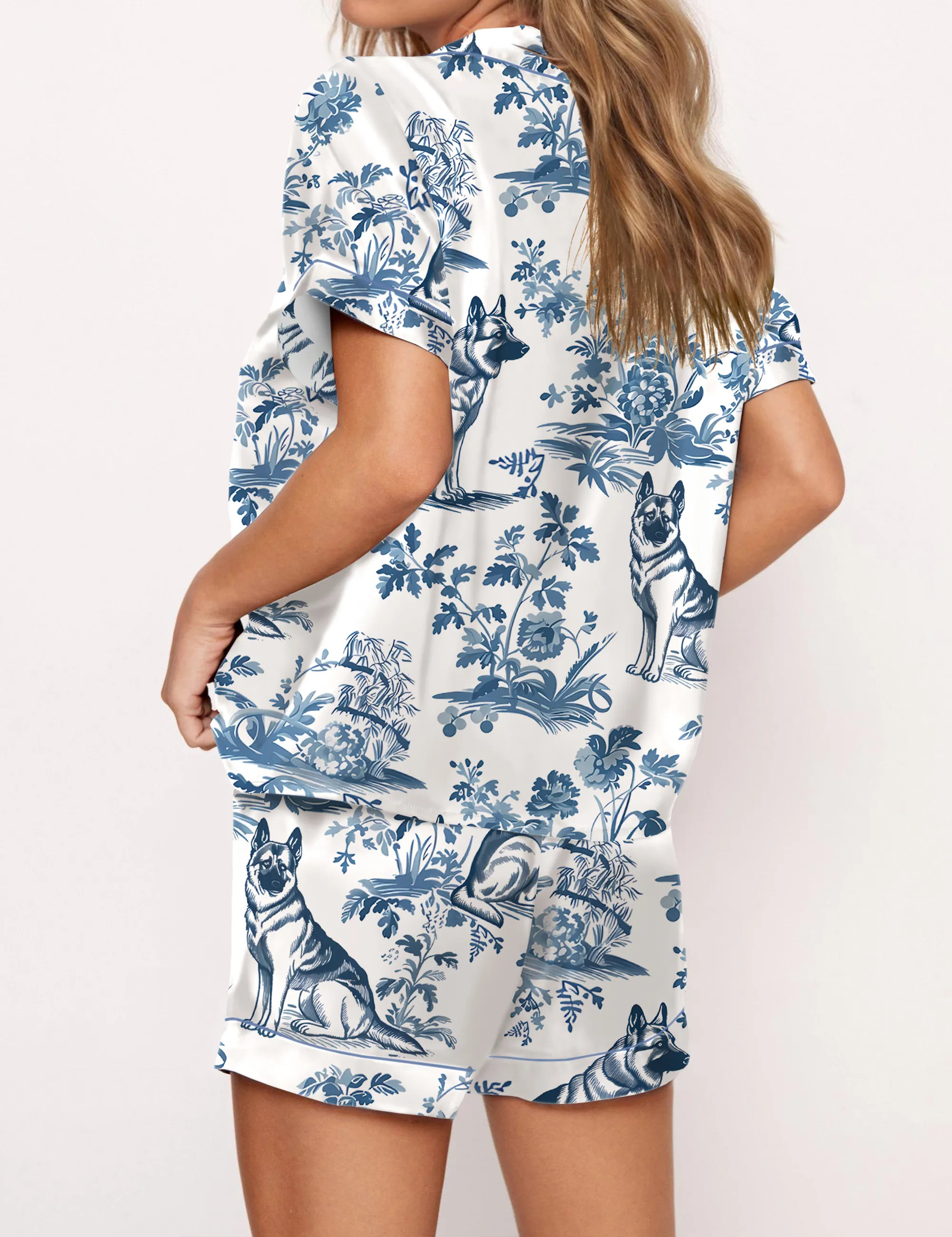 German Shepherd Silky Satin Pajama Set For Women