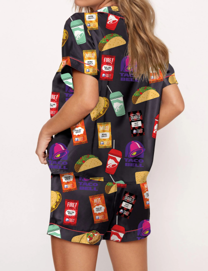 Fast Food Print Pajama Set For Women