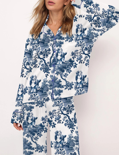 Bernese Mountain Dog Silky Satin Pajama Set For Women