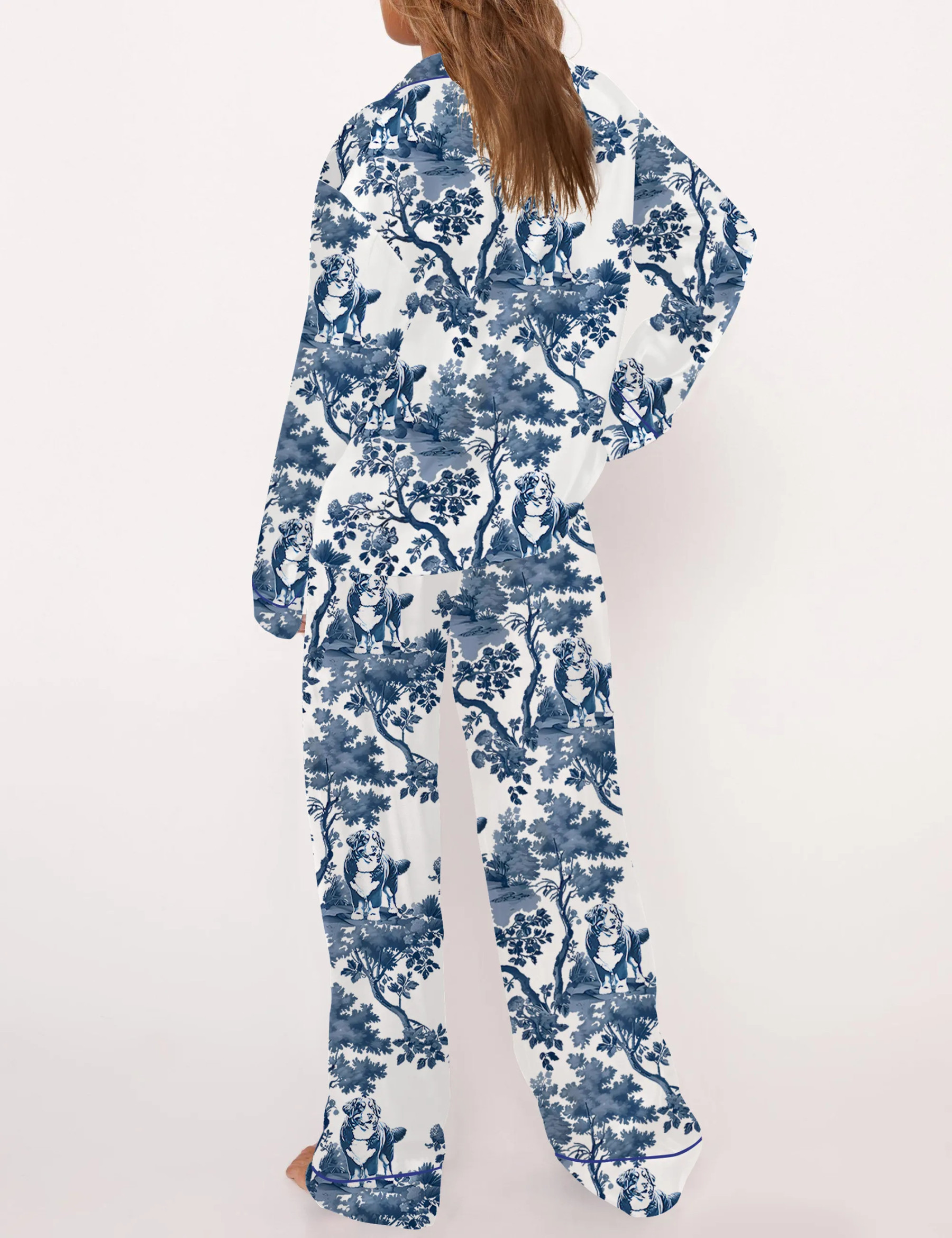 Bernese Mountain Dog Silky Satin Pajama Set For Women