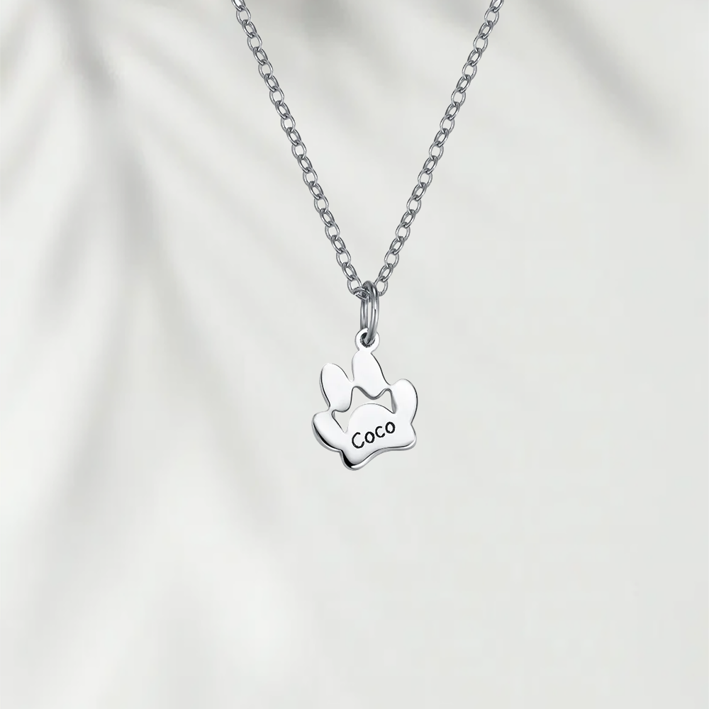 Personalized 1-5 Paws Necklace with Engraved Names Birthday Memorial Gift for Dog Cat Lover