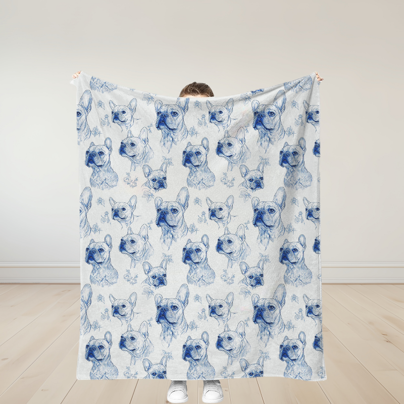 Personalized French Bulldogs Soft Throw Blanket Birthday Gift