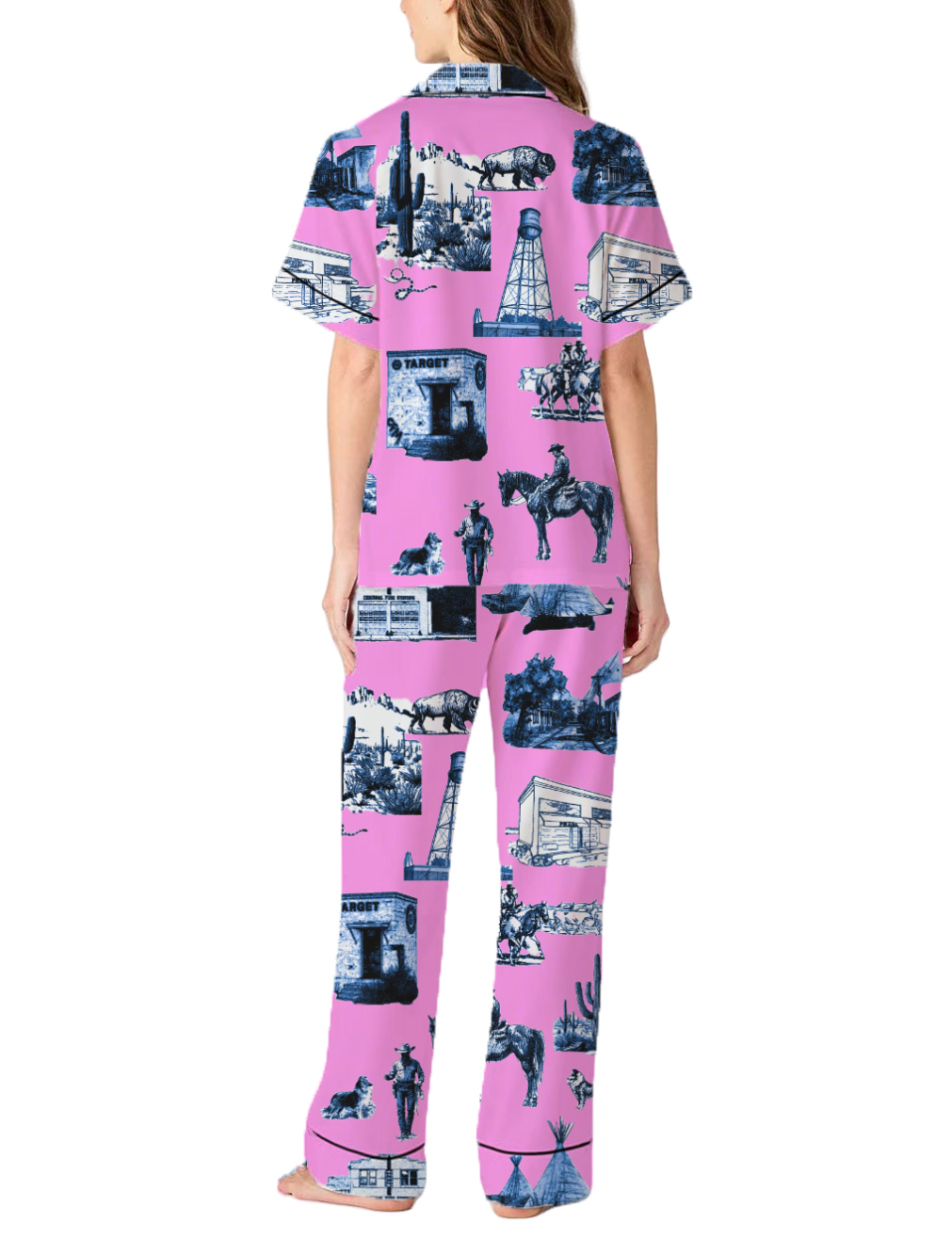 Marfa Toile Silky Satin Pajama Pants Set For Women