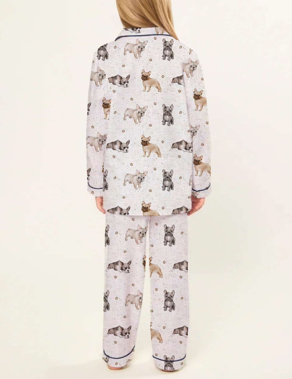 Cute French Bulldogs Kid's Silky Satin Pajama Set 