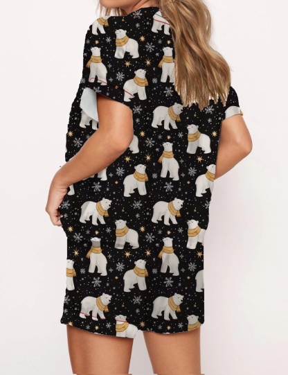 Polar Bear Satin Pajama Short Set