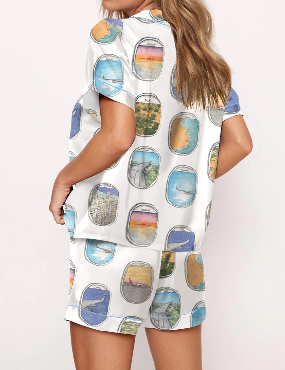 Airplane Window Travel Art Satin Pajama Set