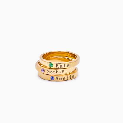 Stackable Birthstone Name Ring