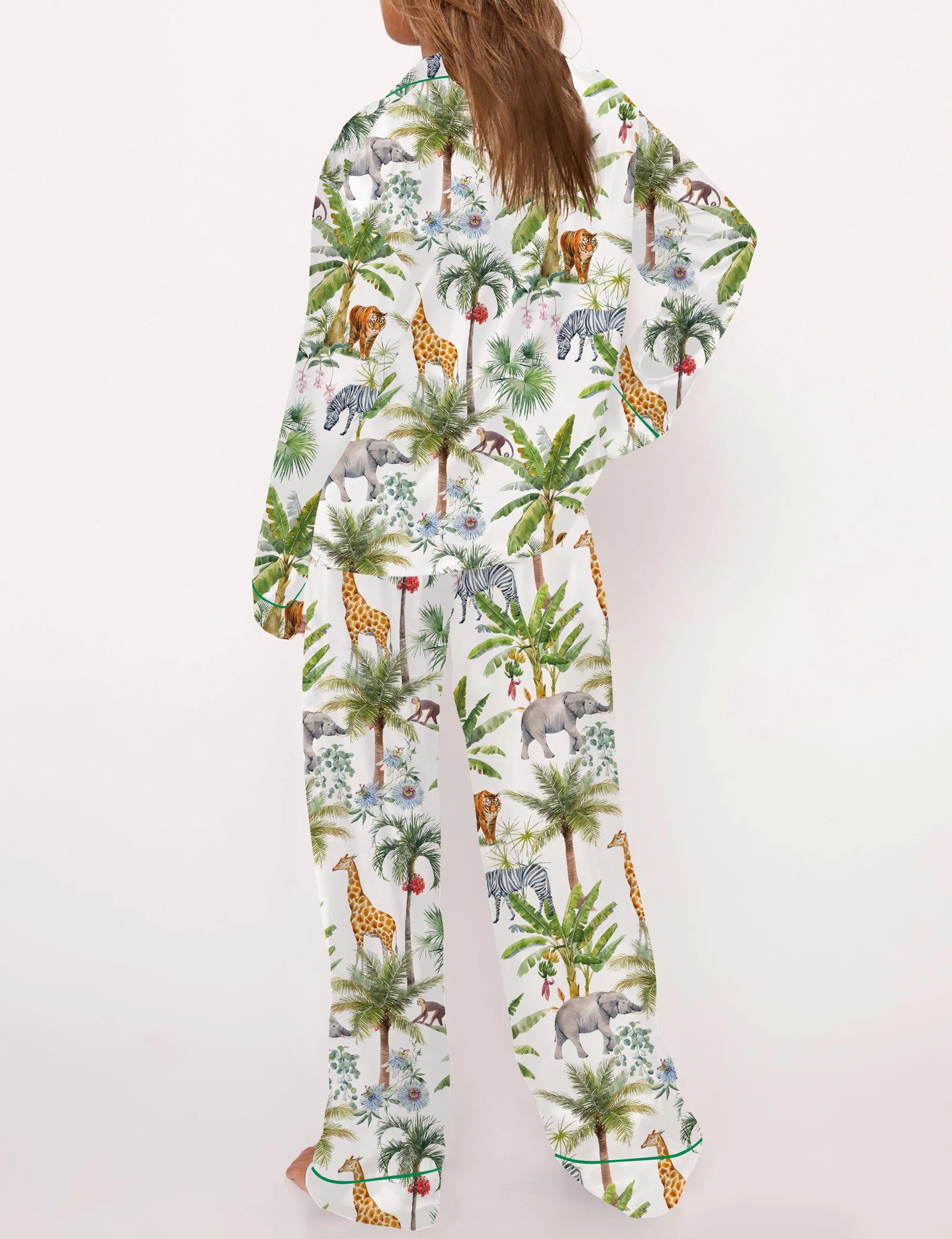 Safari Animal Satin Pajama Set For Women