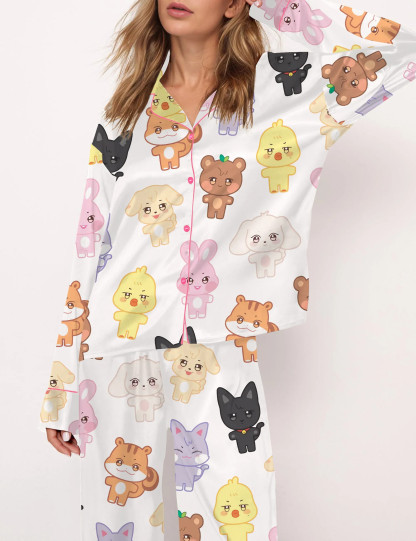 Ateez Tour Silky Satin Pajama Set For Women