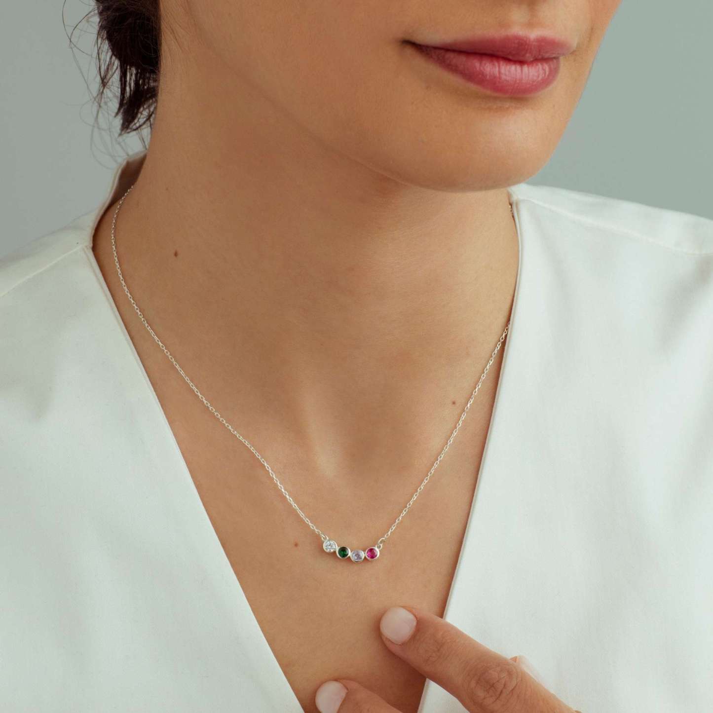 Custom 1-6 Birthstones Family Necklace