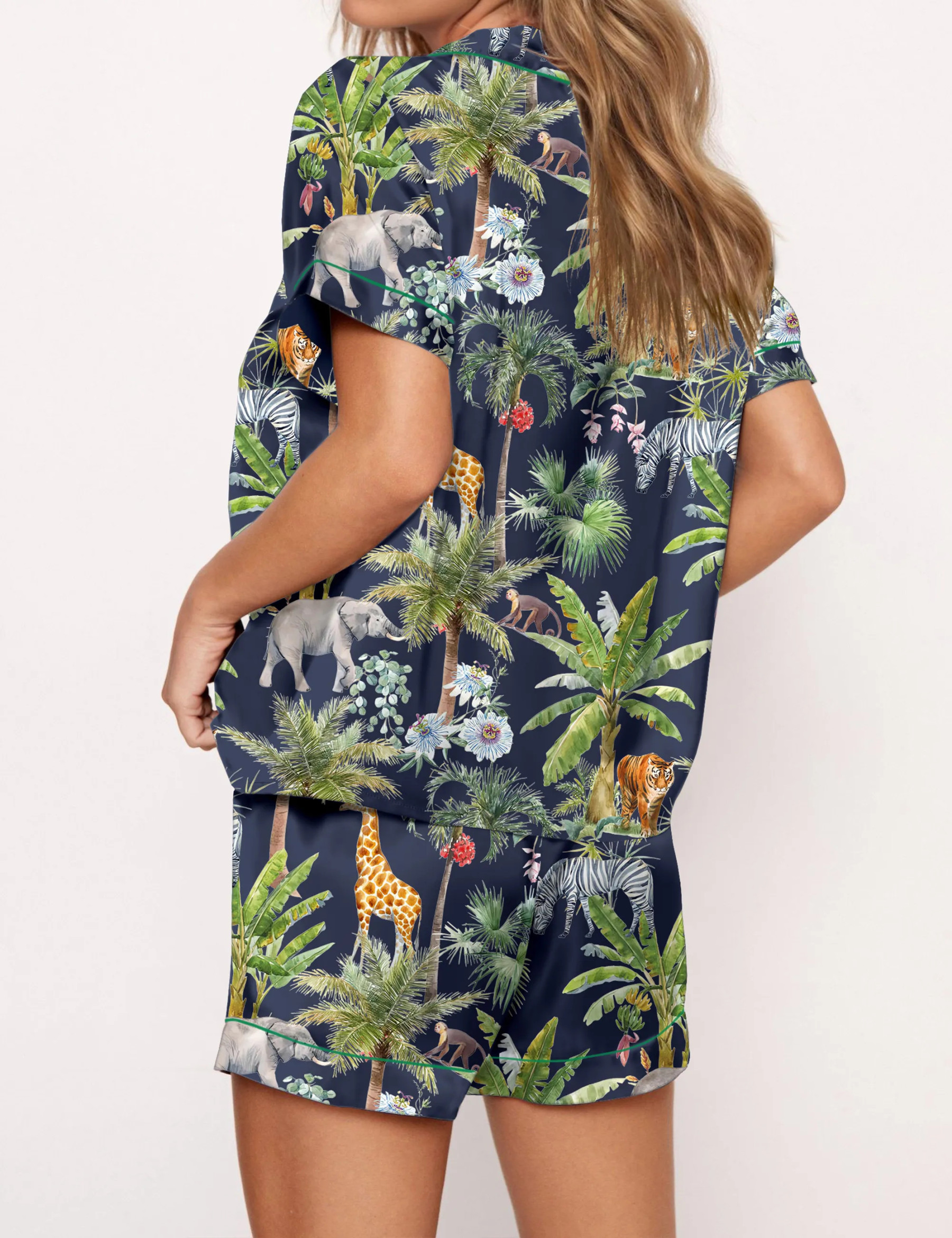 Safari Animal Satin Pajama Set For Women