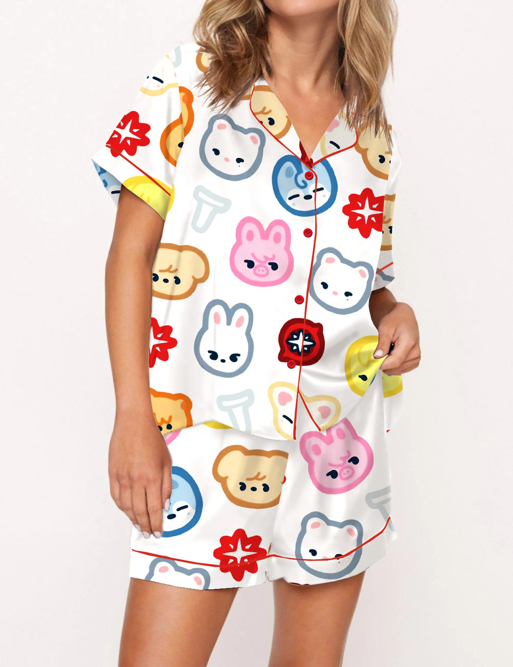 Stray Kid Tour Silky Satin Pajama Set For Women