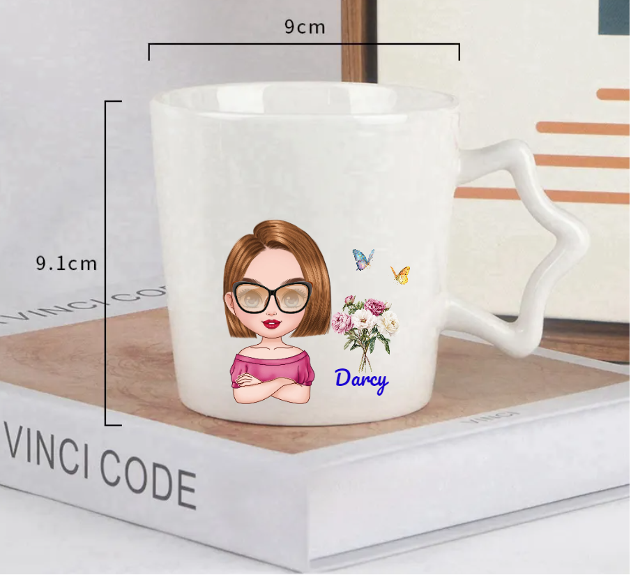 Personalized Ceramic Coffee Mug with Name Birthday Floral Anniversary