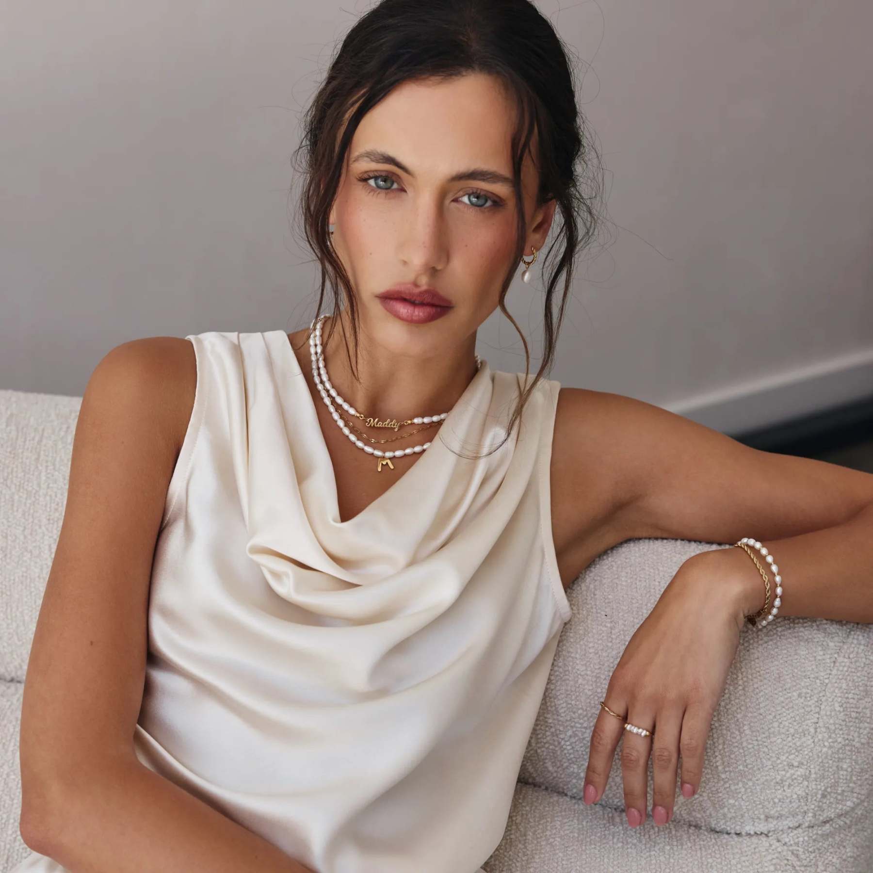 Statement Initial Pearl Necklace