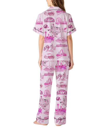 Dallas Toile Silky Satin Pajama Pants Set For Women