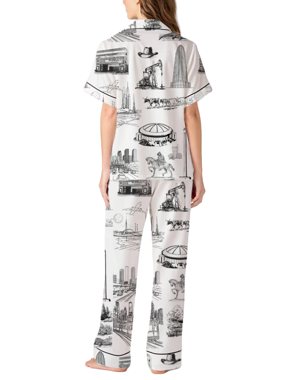 Houston Toile Silky Satin Pajama Pants Set For Women