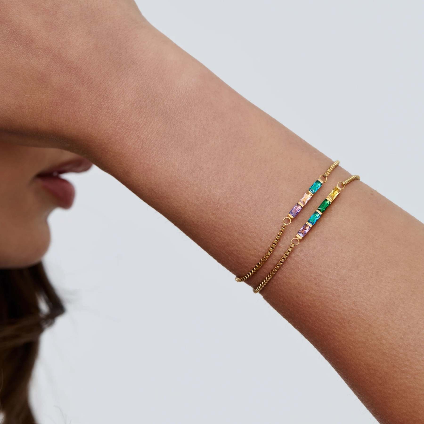Dainty Baguette Birthstone Bracelet