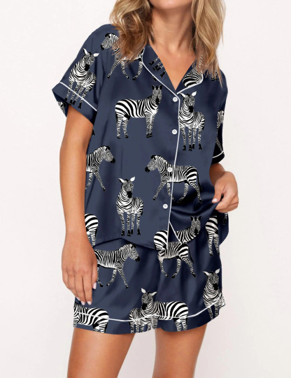 Zebra Satin Pajama Set For Women