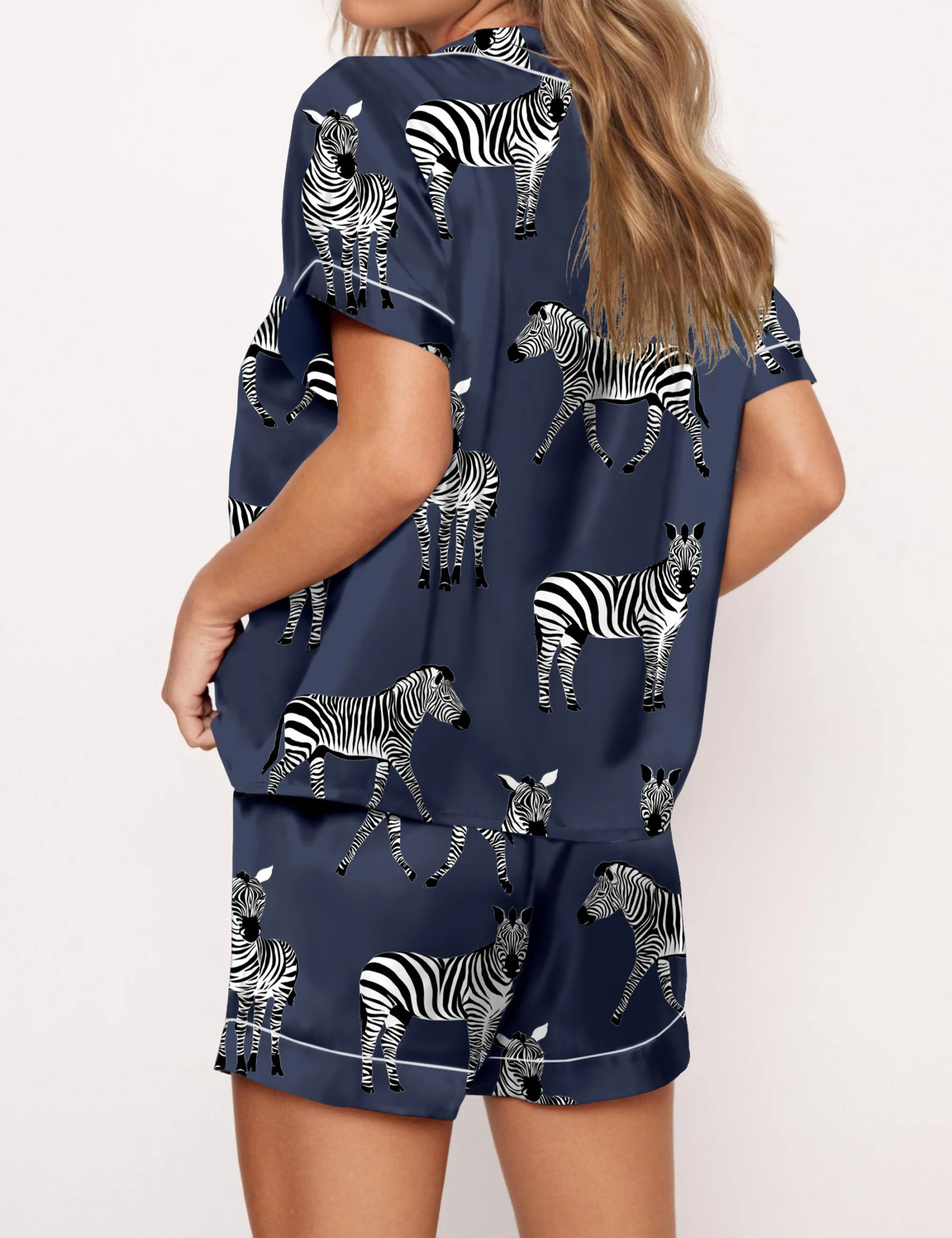 Zebra Satin Pajama Set For Women