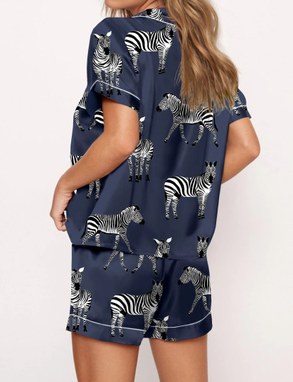 Zebra Satin Pajama Set For Women