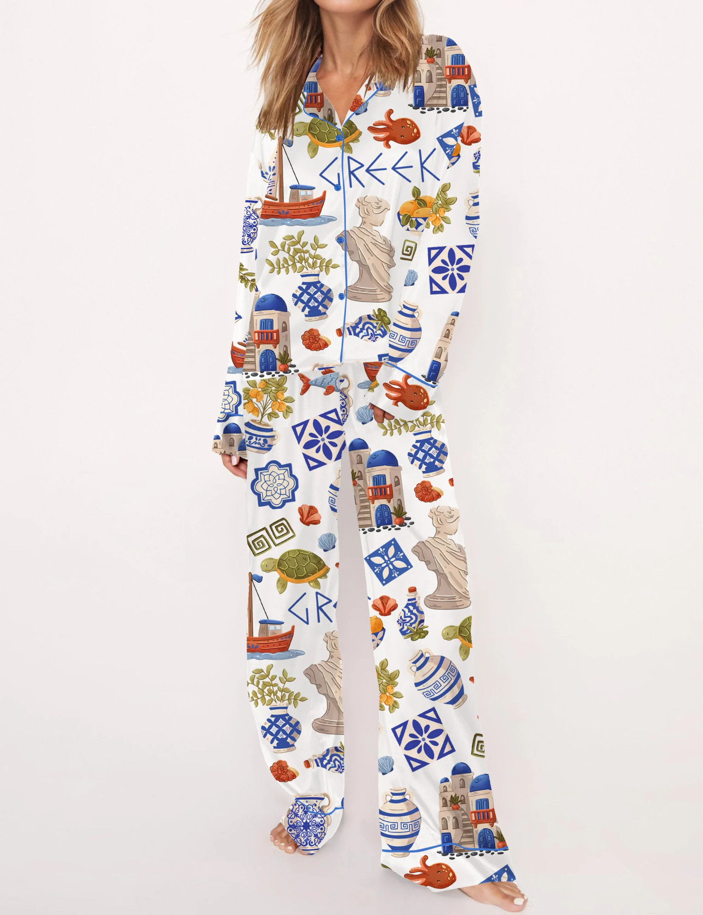 Greece Satin Pajama Set For Women