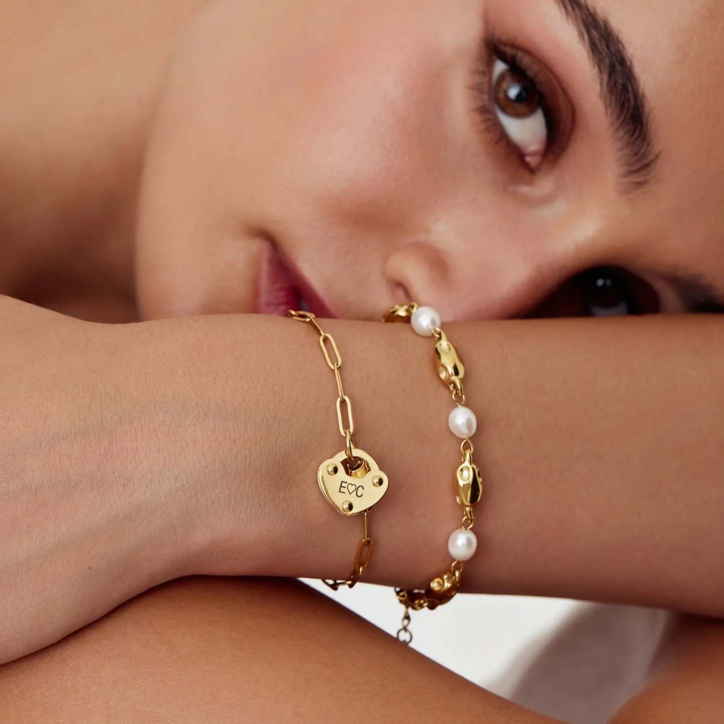 Heart Lock Initial Bracelet