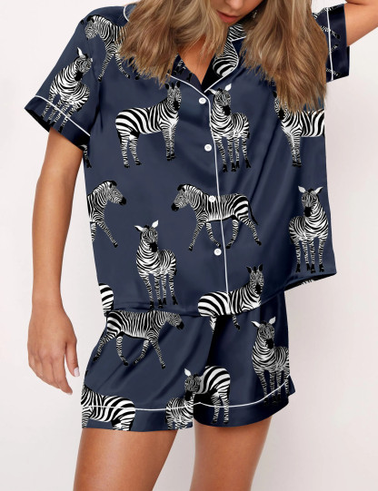 Zebra Satin Pajama Set For Women