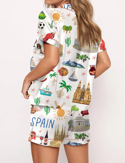 Spain Travel Watercolor Pajama Set
