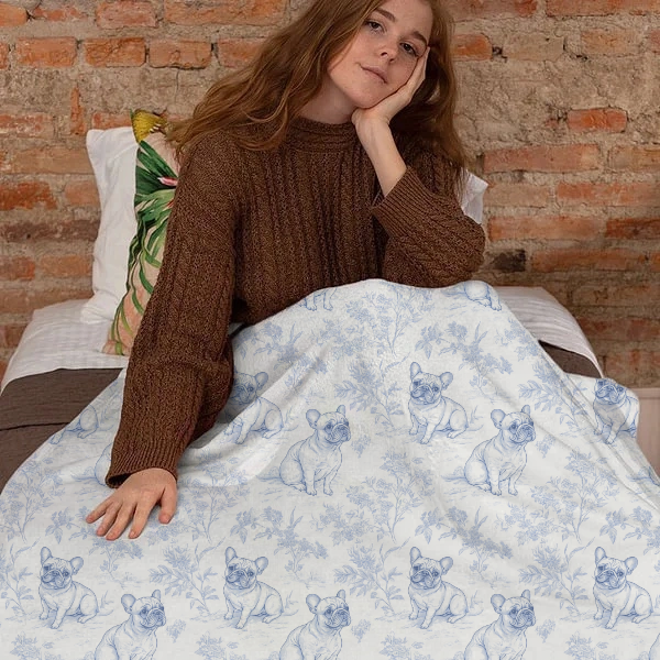 Personalized French Bulldogs Soft Throw Blanket Birthday Gift